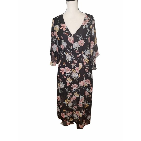 Kayla's Armoir Dresses Kaylas Armoire Boutique L Dress Black Floral